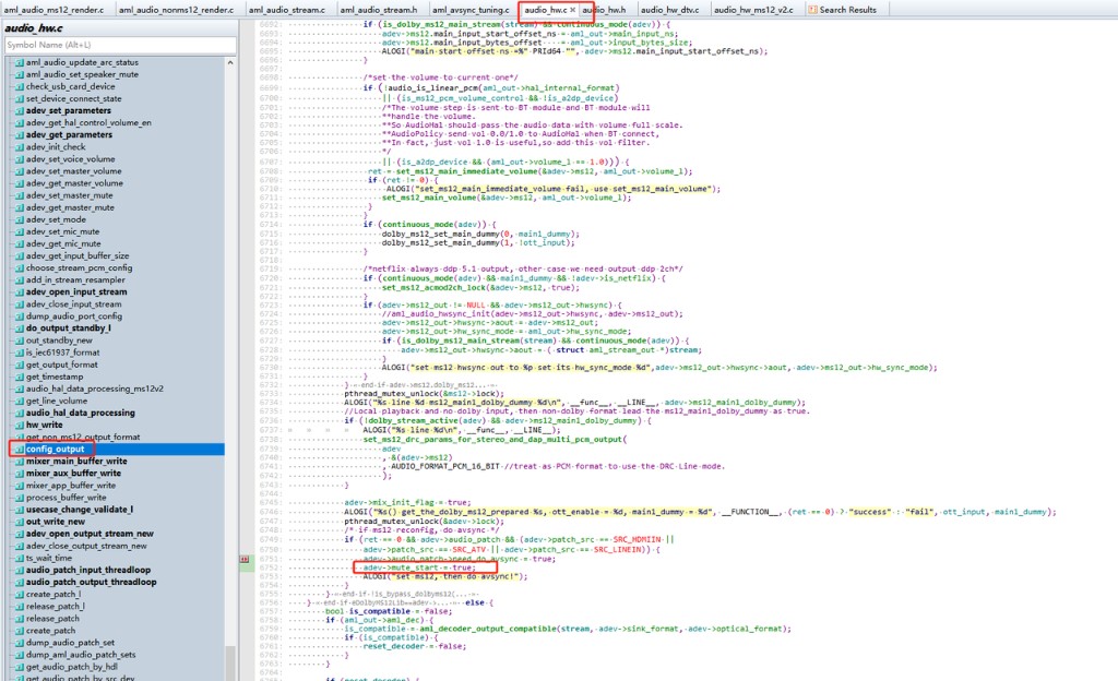 config_output：need_do_avsync + mute_start