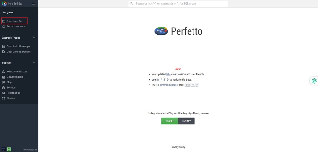 Perfetto：Open trace file